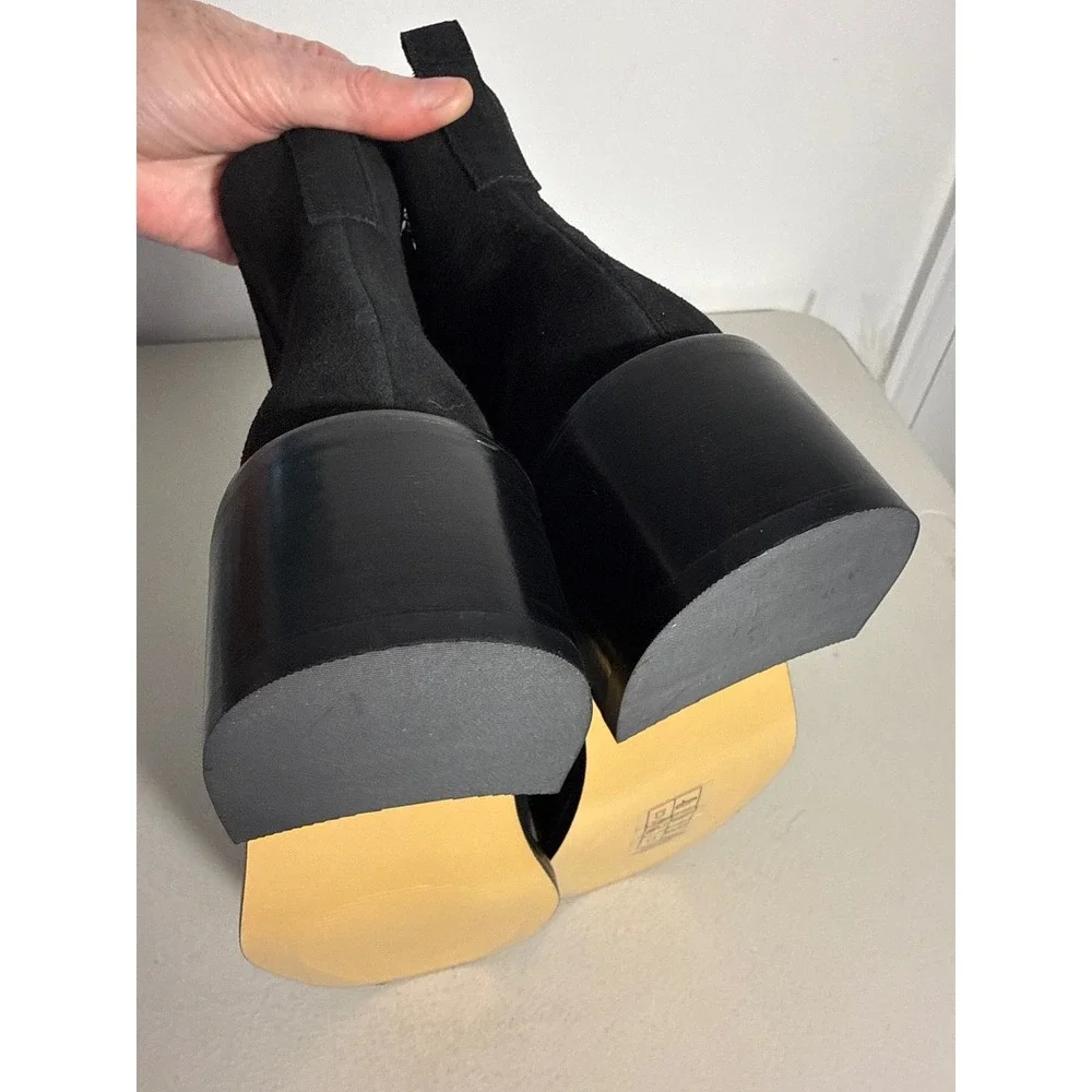 Everlane Womens Glove Boot Black Suede Square Toe Block Heel Ankle Boots Size 7M